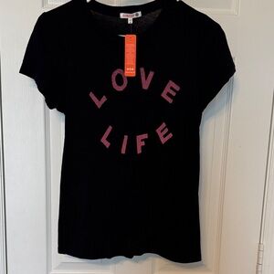Sundry Black Tee with Pink 'Love Life' Graphic